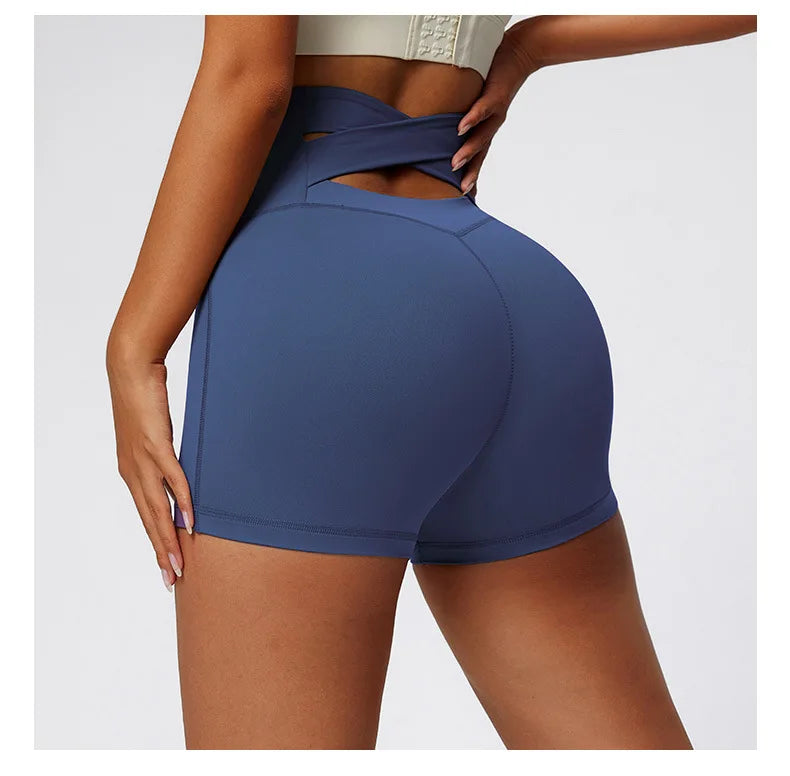 Women Yoga Sports Shorts Cross