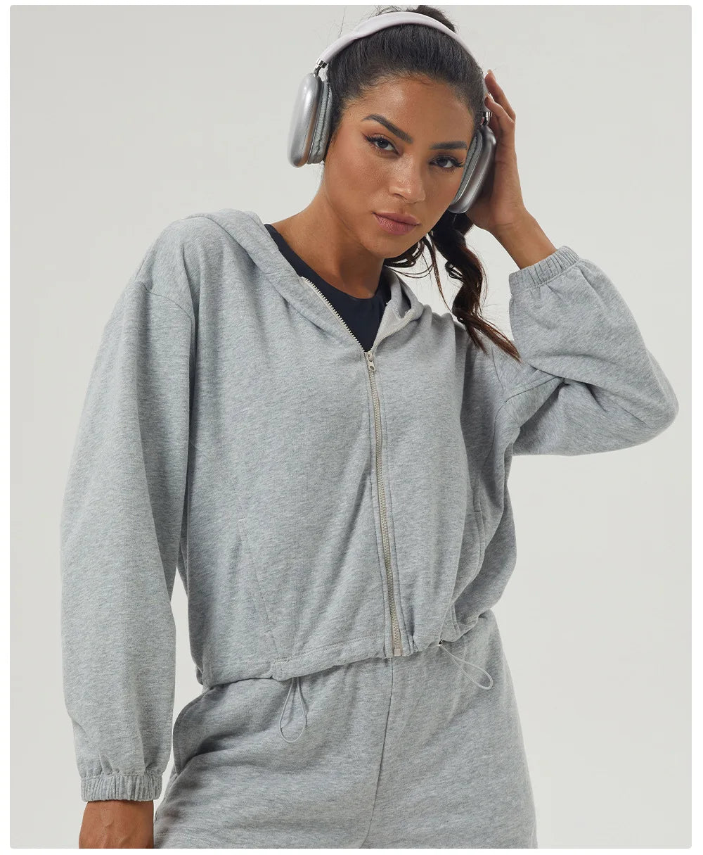 Hearuisavy Autumn Zipper Hood Sweatshirt